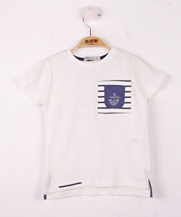 Toontoy Erkek Çocuk Cep Üstü Çapa Nakışlı T-Shirt