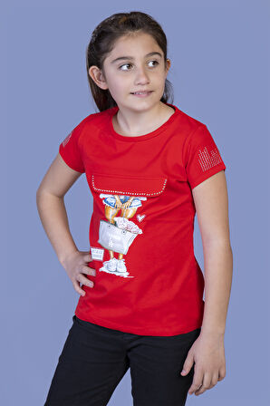 Toontoy Kız Çocuk Baskılı Tişört