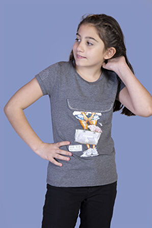 Toontoy Kız Çocuk Baskılı Tişört