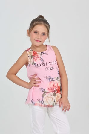Toontoy Kız Çocuk Atlet Most Chic Girl Baskılı