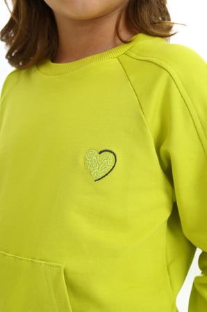 Toontoy Kız Çocuk 2'li Takım Nakış Baskılı Bisiklet Yaka Cepli Sweatshirt & Beli Paçası Lastikli Cepli Jogger Eşofman Altı - 2 İplik