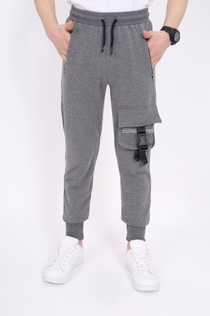 Toontoy Erkek Çocuk Beli Paçası Ribanalı Fermuar Cepli Basic Jogger Eşofman Altı - Kargo Cep & 2 İplik