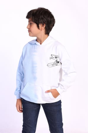 Toontoy Erkek Çocuk Oversize Kapüşonlu Cepli Düşük Omuz Renk Bloklu Baskılı Sweatshirt - 2 İplik