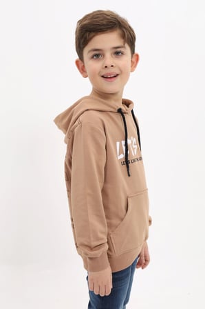 Toontoy Erkek Çocuk Relax Fit Kapüşonlu Cepli Baskılı Sweatshirt - 2 İplik