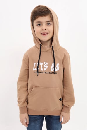 Toontoy Erkek Çocuk Relax Fit Kapüşonlu Cepli Baskılı Sweatshirt - 2 İplik