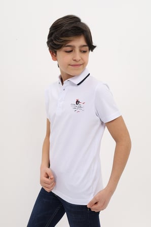 Toontoy Erkek Çocuk Baskılı Polo Yaka Düğmeli Kısa Kollu Tişört