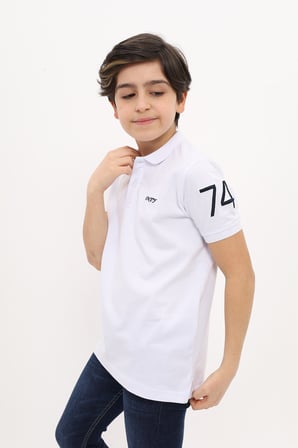 Toontoy Erkek Çocuk Baskılı Polo Yaka Düğmeli Kısa Kollu Tişört