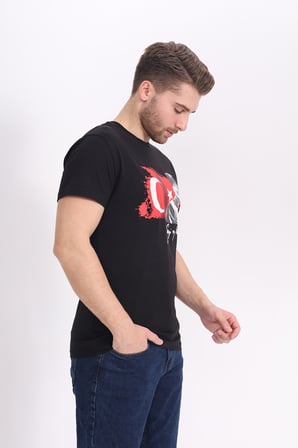 Toontoy Unisex Atatürk Baskılı Bisiklet Yaka Kısa Kollu Tişört