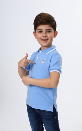 Toontoy Erkek Çocuk Baskılı Polo Yaka Düğmeli Kısa Kollu Tişört