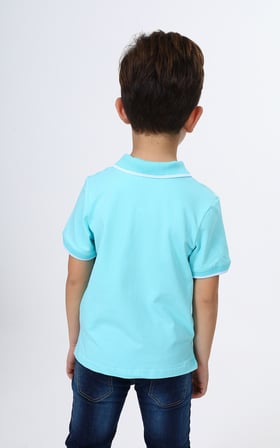 Toontoy Erkek Çocuk Baskılı Polo Yaka Düğmeli Kısa Kollu Tişört