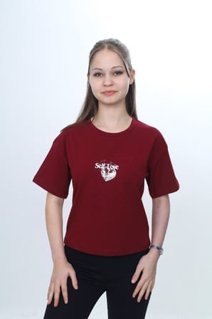 Toontoy Kız Çocuk Bisiklet Yaka Kısa kollu Baskılı Tişört 24972