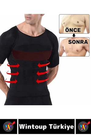 #Korse Dik Duruş Bel Göğüs Karın Göbek Sıkılaştıran Toparlayıcı Erkek Kısa Kol Fanila Korse 6'lı Set