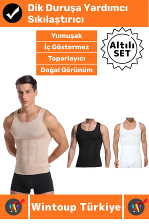 #Korse Kıyafet Altında Belli Olmaz Dik Duruşa Yardımcı Göğüs Karın Sıkılaştıran Erkek Korse 6'lı SET