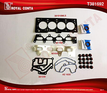 Renault Ust Takım Contası Raınz Keceli / Subap Lastıklı Clio Megane Laguna 1,4 16v K7m 1,6 16v K7j - Royal T381692