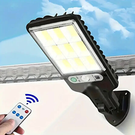 108 COB LED KUMANDALI GÜNEŞ ENERJİLİ HAREKET SENSÖRLÜ BAHÇE GARAJ SOKAK AYDINLATMA LAMBASI SOKAK LAMBASI