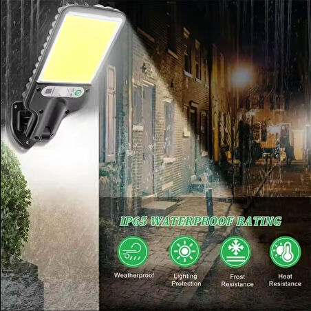 108 COB LED KUMANDALI GÜNEŞ ENERJİLİ HAREKET SENSÖRLÜ BAHÇE GARAJ SOKAK AYDINLATMA LAMBASI SOKAK LAMBASI