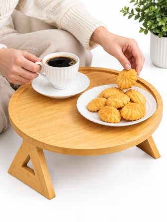 Bambu Koltuk Yanı Yuvarlak Tepsi (24 cm)