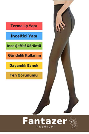 Kuasar Series Sıcak Tutan Ince Siyah Çorap Ten Görünümlü Termal Içli Peluş Polarlı Külotlu Çorap