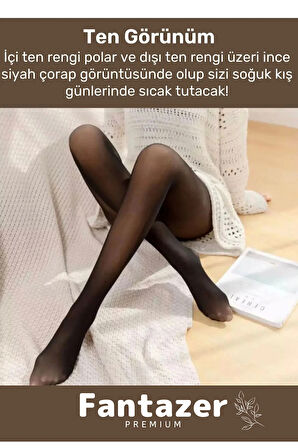 Kuasar Series Sıcak Tutan Ince Siyah Çorap Ten Görünümlü Termal Içli Peluş Polarlı Külotlu Çorap