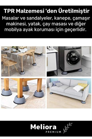 Premium Gürültü Engelleyici Titreşim Önleyici Kauçuk Çamaşır Bulaşık Makinesi 4 Adet Ayak Pedleri