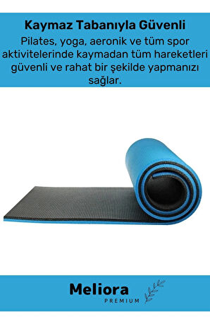 Taşıma Askılı Konfor Modeli Çift Taraflı Kaymaz Yoga Meditasyon Minderi Mavi Siyah Mat