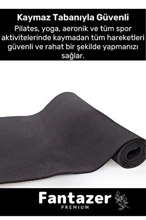 Dayanıklı Taşıma Askılı Konfor Modeli Çift Taraflı Kaymaz Yoga Meditasyon Minderi 16mm Siyah Mat