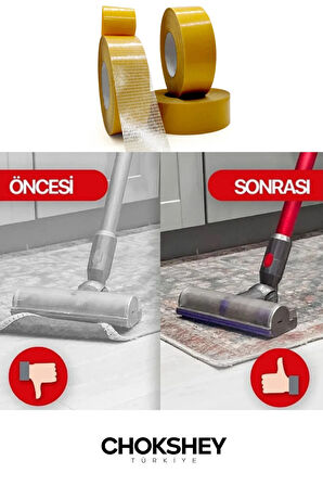 Premium İz Yapmaz Halı Kilim Sabitleme Yapıştırma Kaydırmaz Çift Taraflı Bant 48mm X 5mt - 1 Adet