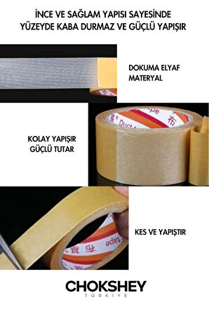 Premium İz Yapmaz Halı Kilim Sabitleme Yapıştırma Kaydırmaz Çift Taraflı Bant 48mm X 5mt - 1 Adet