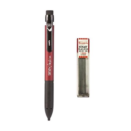 Umix Versatil Kalem Sınav/Eskiz Bordo U1304 1.8 Mm + Ticom Kalem Ucu 2b 1.8 Mm