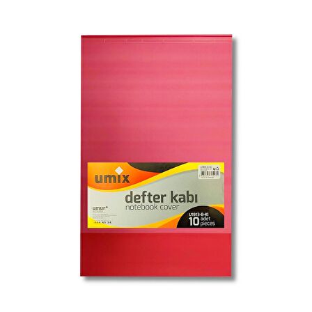 Umix A5 Hazır Yapışkanlı Defter Kabı 10 lu Kırmızı