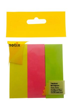 Notix Yapışkanlı Ayraç 3 Renk 300 Yaprak 25x75mm