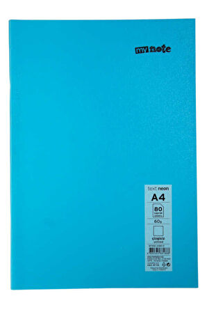 Mynote Text Neon A4 80 Yaprak Çizgisiz Plastik Kapak Defter