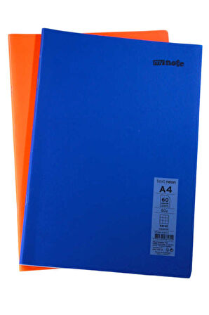 Mynote Text Neon A4 60 Yaprak Kareli Plastik Kapak Defter