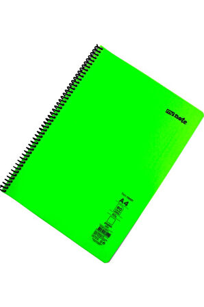 Mynote Flex A4 80 Yaprak Çizgisiz Spiralli Plastik Neon Kapak Defter