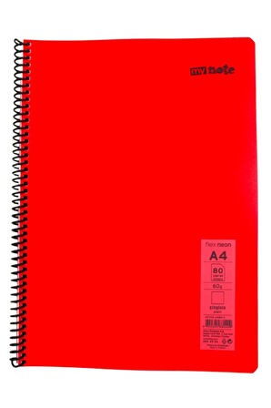 Mynote Flex A4 80 Yaprak Çizgisiz Spiralli Plastik Neon Kapak Defter