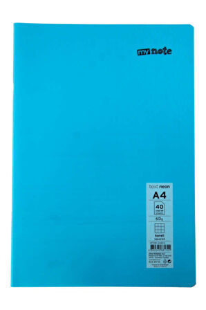 Mynote Text Neon A4 40 Yaprak Kareli Plastik Kapak Defter