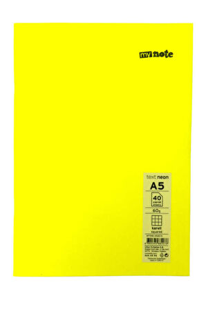 Mynote Text A5 40 Yaprak Kareli Plastik Neon Kapaklı Defter
