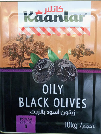 Kaanlar Doğal Salamura Yağlı Siyah Zeytin 10 kg Teneke  (291-320)
