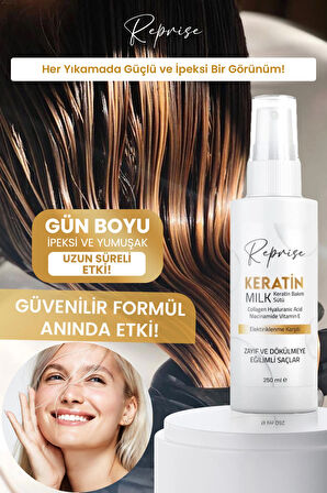 Durulanmayan Keratin Bakım Sütü Düzleştirme Dökülme Karşıtı Besleyici Saç Bakım Spreyi 250ml