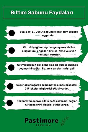 Pastimore %100 Doğal 2'li  Güzel Kokulu Antibakteriyel El Yüz Saç Vücut Cilt Orijinal Bıttım Sabunu