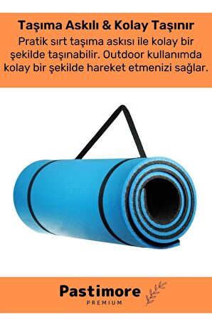 Taşıma Askılı Konfor Modeli Çift Taraflı Kaymaz Yoga Meditasyon Minderi Mavi Siyah Mat