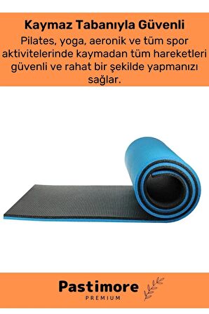 Taşıma Askılı Konfor Modeli Çift Taraflı Kaymaz Yoga Meditasyon Minderi Mavi Siyah Mat