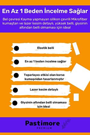 Yüksek Bel Toparlayıcı Lazer Kesim Dikişsiz Şerit Iz Göstermeyen Midi Slip Ten Rengi Silikonlu Külot