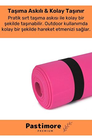 Özel Üretim Taşıma Askılı Konfor Modeli Çift Taraflı Kaymaz Yoga Meditasyon Minderi 16mm Pembe Mat