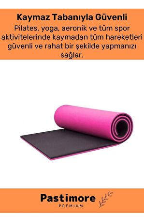 Özel Üretim Taşıma Askılı Konfor Modeli Çift Taraflı Kaymaz Yoga Meditasyon Minderi 16mm Pembe Mat