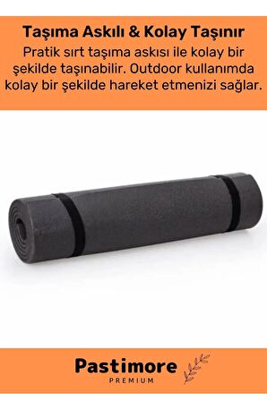 Dayanıklı Taşıma Askılı Konfor Modeli Çift Taraflı Kaymaz Yoga Meditasyon Minderi 16mm Siyah Mat