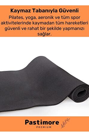 Dayanıklı Taşıma Askılı Konfor Modeli Çift Taraflı Kaymaz Yoga Meditasyon Minderi 16mm Siyah Mat