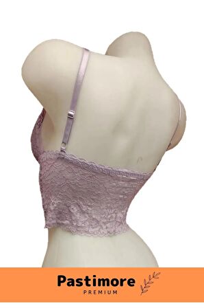 Premium Desteksiz Üçgen Kaplı Dantel Biritli Paradise Bralet Büstiyer