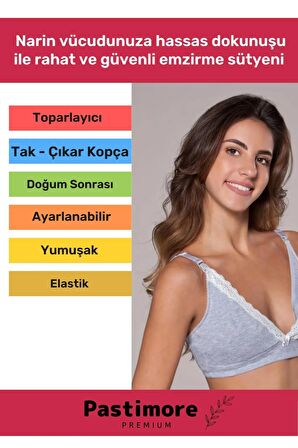 Özel Üretim Mammabra Yumuşak Toparlayıcı Tam Kalıp Beatris Pembe Pamuklu Emzirme Sütyeni