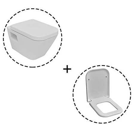 Serel Diagonal 53 cm Asma Klozet + Serel Zeta Yavaş Kapanan Klozet Kapağı (DG10ODS110H+223ZT00002)